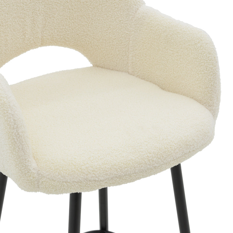 Σκαμπό bar Renish pakoworld μπουκλέ εκρού-μεταλλικό μαύρο πόδι 51x57x114εκ - Hippiehome.gr