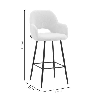 Σκαμπό bar Renish pakoworld μπουκλέ εκρού-μεταλλικό μαύρο πόδι 51x57x114εκ - Hippiehome.gr