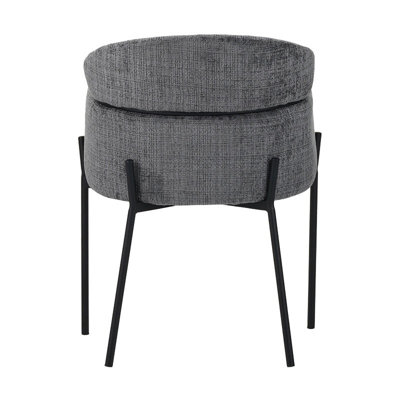 Tolerse Inart armchair light gray fabric-leg black metal 58x57x80cm