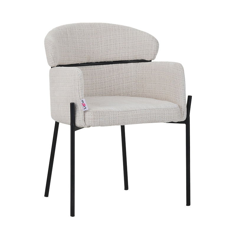 Tolerse Inart armchair beige fabric-leg black metal 58x57x80cm