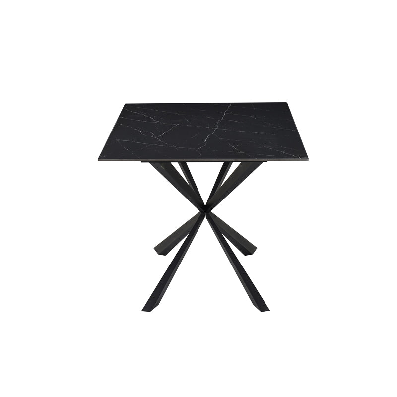 Cozline Inart table black marble sintered stone-leg black metal 180x90x76cm