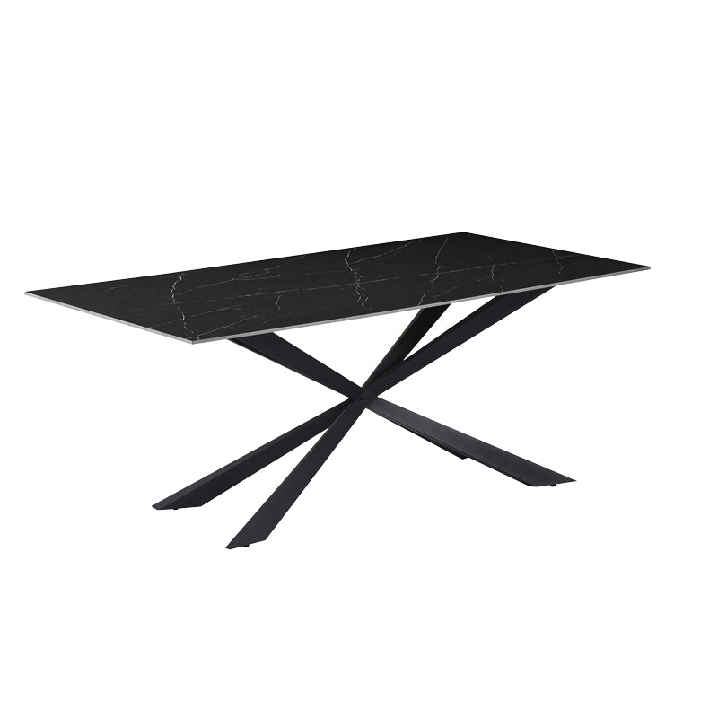 Cozline Inart table black marble sintered stone-leg black metal 180x90x76cm