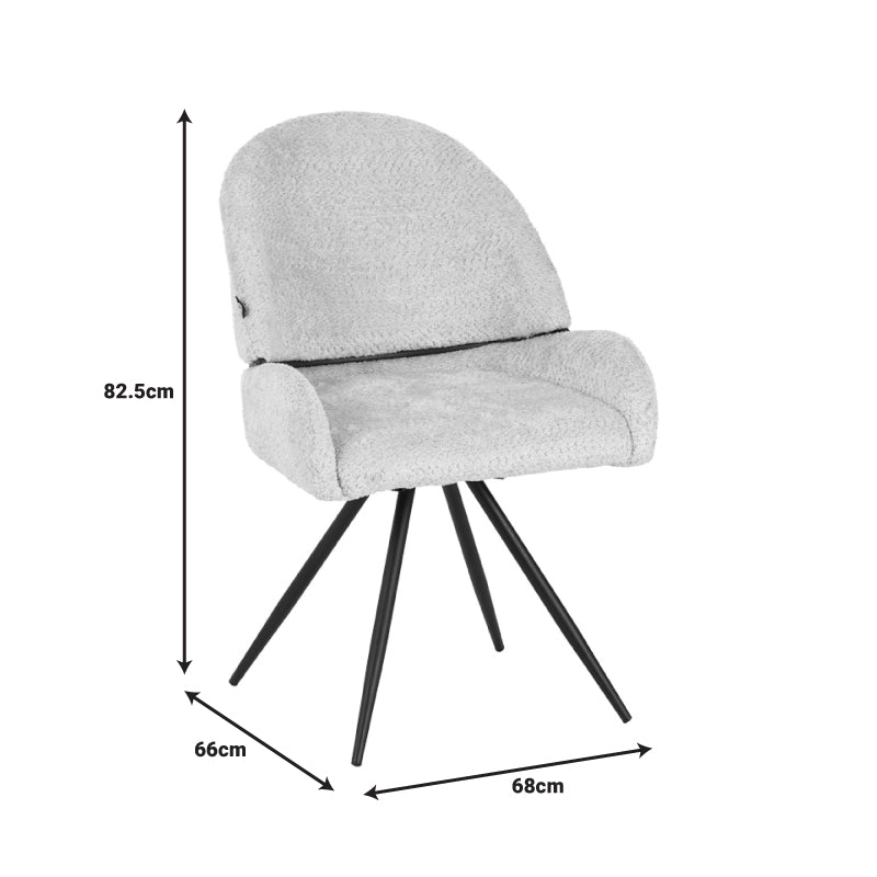 Καρέκλα περιστρεφόμενη Morea pakoworld μπουκλέ ύφασμα σε μαύρη απόχρωση με μαύρα μεταλλικά πόδια 55x63.5x89.5εκ - Hippiehome.gr