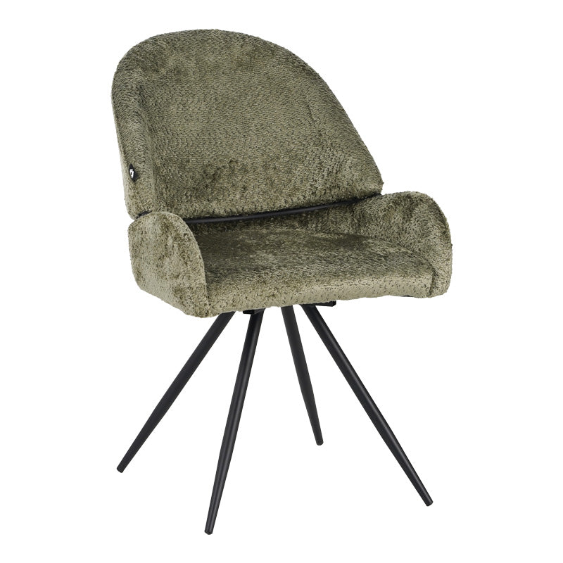 Καρέκλα περιστρεφόμενη Morea pakoworld μπουκλέ ύφασμα σε λαδί απόχρωση με μαύρα μεταλλικά πόδια 55x63.5x89.5εκ - Hippiehome.gr