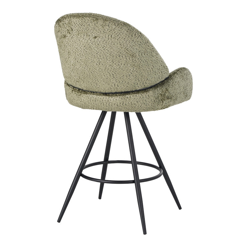 Σκαμπό μπαρ περιστρεφόμενο Morea pakoworld μπουκλέ ύφασμα σε λαδί απόχρωση με μαύρα μεταλλικά πόδια 55x66x107.5εκ - Hippiehome.gr