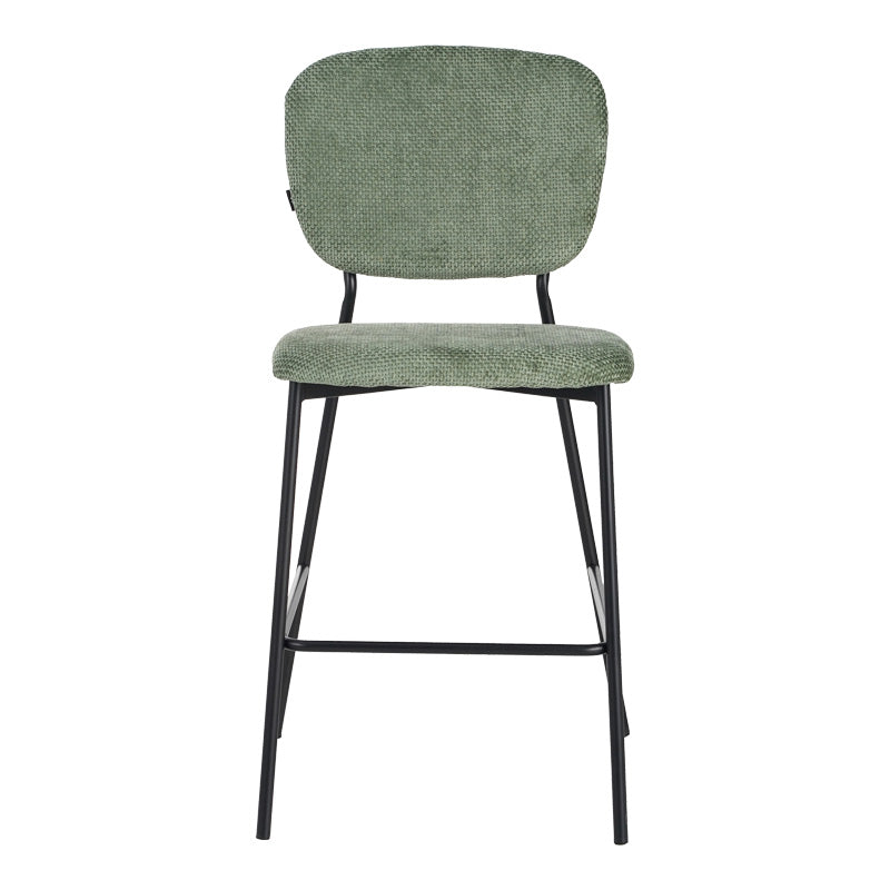 Σκαμπό μπαρ Cathair pakoworld μπουκλέ ύφασμα σε λαδί απόχρωση με μαύρα μεταλλικά πόδια 48x54x100εκ - Hippiehome.gr