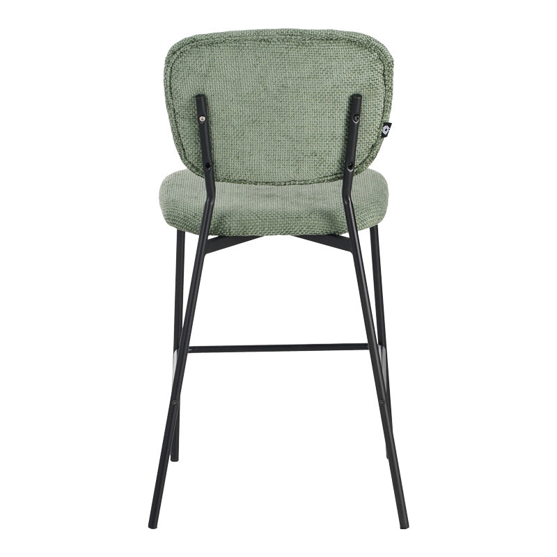 Σκαμπό μπαρ Cathair pakoworld μπουκλέ ύφασμα σε λαδί απόχρωση με μαύρα μεταλλικά πόδια 48x54x100εκ - Hippiehome.gr