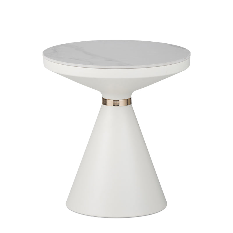Βοηθητικά τραπέζια Coozlin Inart sintered stone σε απόχρωση λευκό μαρμάρου με λευκό-χρυσό μέταλλο - Hippiehome.gr