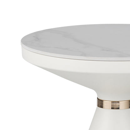 Βοηθητικά τραπέζια Coozlin Inart sintered stone σε απόχρωση λευκό μαρμάρου με λευκό-χρυσό μέταλλο - Hippiehome.gr