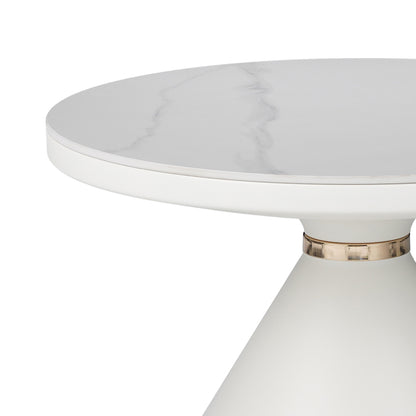 Βοηθητικά τραπέζια Coozlin Inart sintered stone σε απόχρωση λευκό μαρμάρου με λευκό-χρυσό μέταλλο - Hippiehome.gr