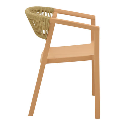 Πολυθρόνα Sillia pakoworld στοιβαζόμενη pp cappuccino απόχρωση με μπεζ rattan 55x52x74.5εκ - Hippiehome.gr