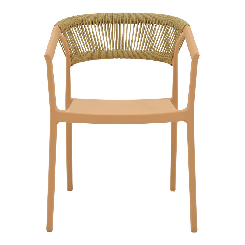 Πολυθρόνα Sillia pakoworld στοιβαζόμενη pp cappuccino απόχρωση με μπεζ rattan 55x52x74.5εκ - Hippiehome.gr