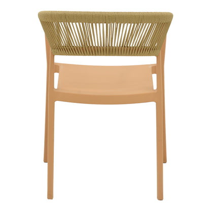 Πολυθρόνα Sillia pakoworld στοιβαζόμενη pp cappuccino απόχρωση με μπεζ rattan 55x52x74.5εκ - Hippiehome.gr