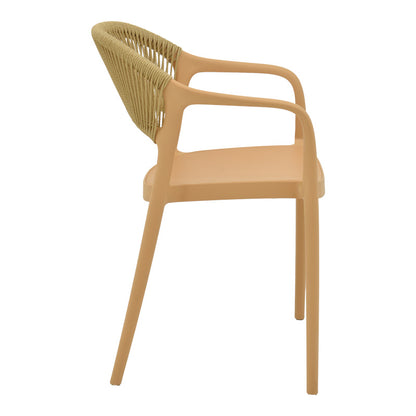 Πολυθρόνα Ankara pakoworld στοιβαζόμενη pp cappuccino απόχρωση με μπεζ rattan 57x48x80εκ - Hippiehome.gr