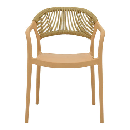 Πολυθρόνα Ankara pakoworld στοιβαζόμενη pp cappuccino απόχρωση με μπεζ rattan 57x48x80εκ - Hippiehome.gr