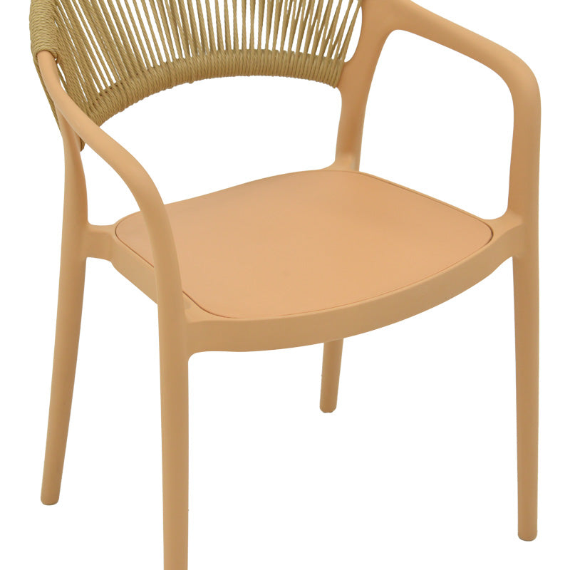 Πολυθρόνα Ankara pakoworld στοιβαζόμενη pp cappuccino απόχρωση με μπεζ rattan 57x48x80εκ - Hippiehome.gr