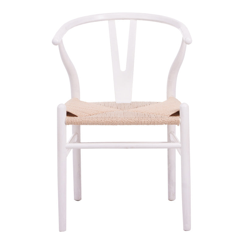 Καρέκλα Wishbone pakoworld rubberwood-σχοινί σε λευκή απόχρωση 53.5x57x74εκ - Hippiehome.gr