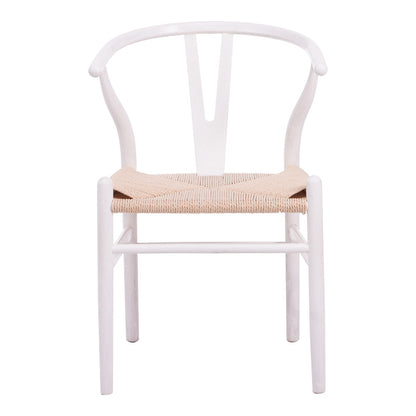 Καρέκλα Wishbone pakoworld rubberwood-σχοινί σε λευκή απόχρωση 53.5x57x74εκ - Hippiehome.gr