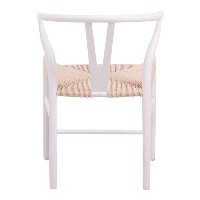 Καρέκλα Wishbone pakoworld rubberwood-σχοινί σε λευκή απόχρωση 53.5x57x74εκ - Hippiehome.gr