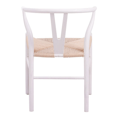 Καρέκλα Wishbone pakoworld rubberwood-σχοινί σε λευκή απόχρωση 53.5x57x74εκ - Hippiehome.gr
