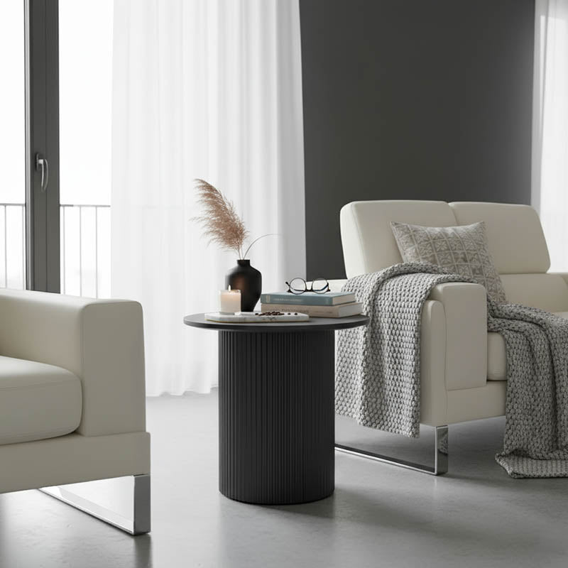 Βοηθητικό τραπέζι Dovel pakoworld mdf-μέταλλο σε μαύρη απόχρωση Φ50x50εκ - Hippiehome.gr