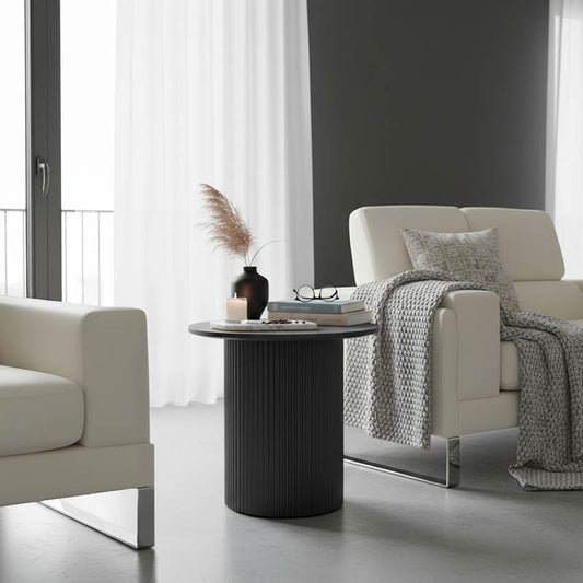Βοηθητικό τραπέζι Dovel pakoworld mdf-μέταλλο σε μαύρη απόχρωση Φ50x50εκ - Hippiehome.gr