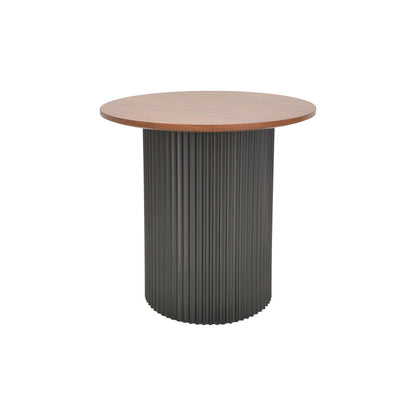 Βοηθητικό τραπέζι Dovel pakoworld mdf σε καρυδί-μαύρο μέταλλο Φ50x50εκ - Hippiehome.gr