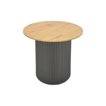 Βοηθητικό τραπέζι Dovel pakoworld mdf σε sonoma -μαύρο μέταλλο Φ50x50εκ - Hippiehome.gr
