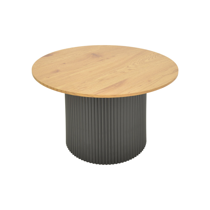 Τραπέζι σαλονιού Dovel pakoworld mdf σε sonoma-μαύρο μέταλλο Φ70x45εκ - Hippiehome.gr