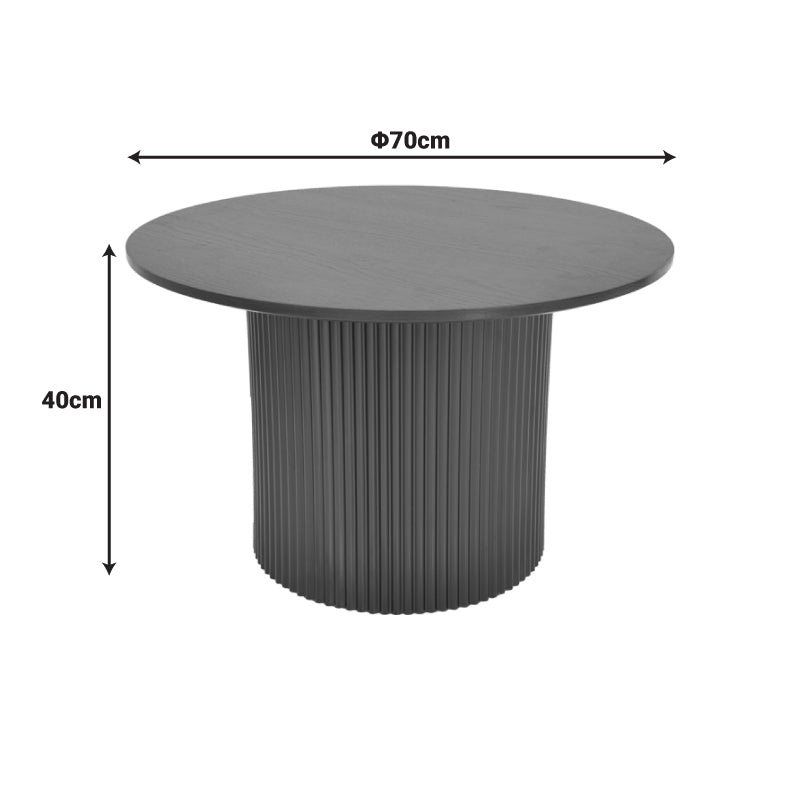 Τραπέζι σαλονιού Dovel pakoworld mdf σε sonoma-μαύρο μέταλλο Φ70x45εκ - Hippiehome.gr