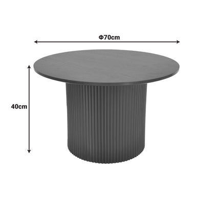 Τραπέζι σαλονιού Dovel pakoworld mdf σε sonoma-μαύρο μέταλλο Φ70x45εκ - Hippiehome.gr