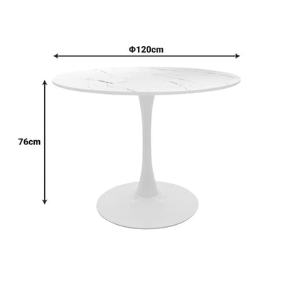 Tραπέζι Balou pakoworld mdf σε λευκή απόχρωση με όψη μαρμάρου Φ120x73εκ - Hippiehome.gr