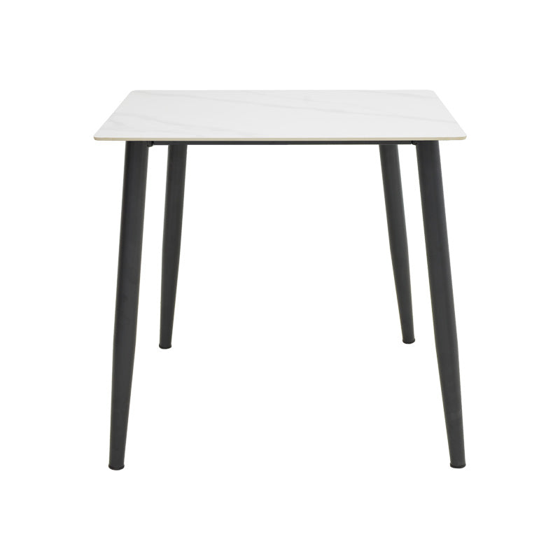 Τραπέζι Gustas pakoworld λευκό μαρμάρου sintered stone-μαύρο μέταλλο 80x80x76εκ - Hippiehome.gr