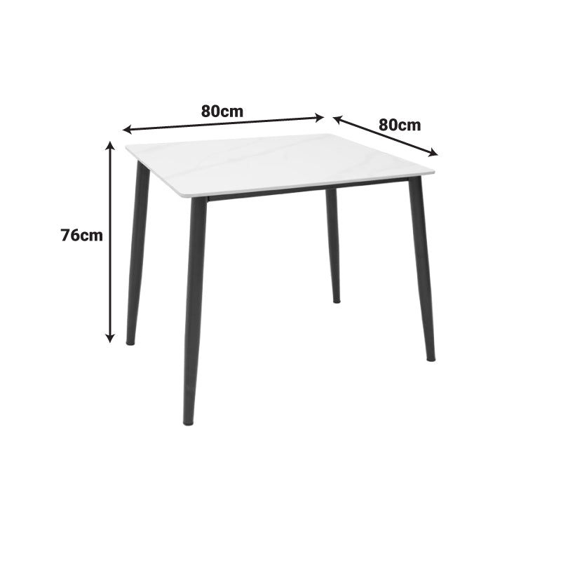 Τραπέζι Gustas pakoworld λευκό μαρμάρου sintered stone-μαύρο μέταλλο 80x80x76εκ - Hippiehome.gr