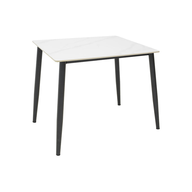 Τραπέζι Gustas pakoworld λευκό μαρμάρου sintered stone-μαύρο μέταλλο 80x80x76εκ - Hippiehome.gr