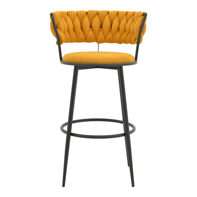 Σκαμπό μπαρ Alkia I pakoworld ύφασμα σε κίτρινη απόχρωση- πόδι μαύρο μέταλλο 50x56x95εκ - Hippiehome.gr