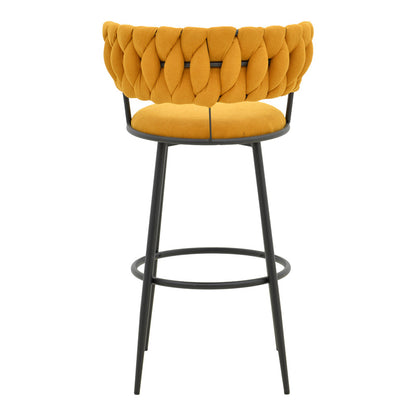 Σκαμπό μπαρ Alkia I pakoworld ύφασμα σε κίτρινη απόχρωση- πόδι μαύρο μέταλλο 50x56x95εκ - Hippiehome.gr