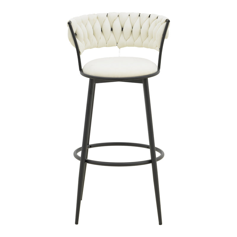 Σκαμπό μπαρ Alkia I pakoworld ύφασμα σε εκρού απόχρωση- πόδι μαύρο μέταλλο 50x56x95εκ - Hippiehome.gr