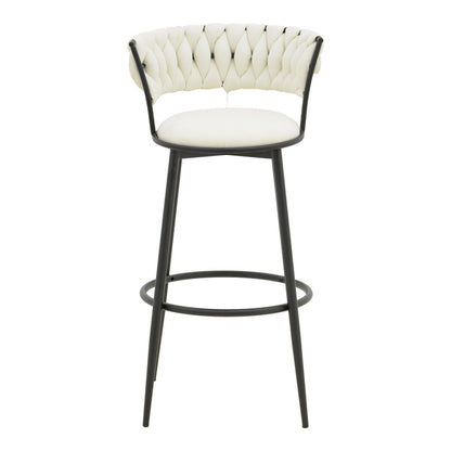 Σκαμπό μπαρ Alkia I pakoworld ύφασμα σε εκρού απόχρωση- πόδι μαύρο μέταλλο 50x56x95εκ - Hippiehome.gr