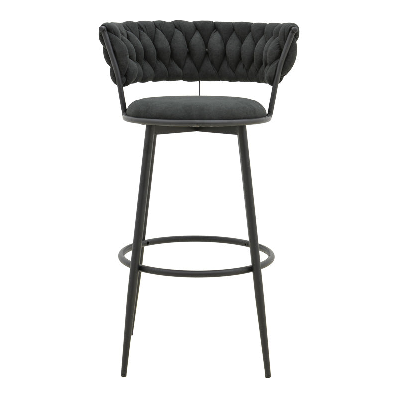 Σκαμπό μπαρ Alkia I pakoworld ύφασμα σε μαύρη απόχρωση- πόδι μαύρο μέταλλο 50x56x95εκ - Hippiehome.gr