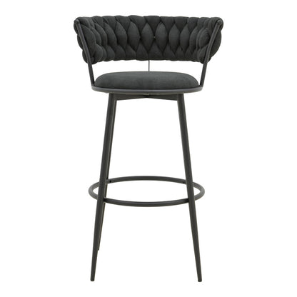 Σκαμπό μπαρ Alkia I pakoworld ύφασμα σε μαύρη απόχρωση- πόδι μαύρο μέταλλο 50x56x95εκ - Hippiehome.gr