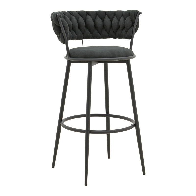 Σκαμπό μπαρ Alkia I pakoworld ύφασμα σε μαύρη απόχρωση- πόδι μαύρο μέταλλο 50x56x95εκ - Hippiehome.gr