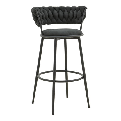 Σκαμπό μπαρ Alkia I pakoworld ύφασμα σε μαύρη απόχρωση- πόδι μαύρο μέταλλο 50x56x95εκ - Hippiehome.gr