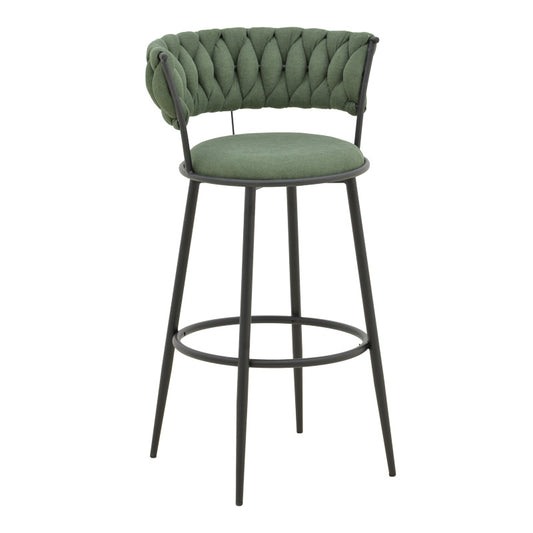 Σκαμπό μπαρ Alkia I pakoworld ύφασμα σε χακί απόχρωση- πόδι μαύρο μέταλλο 50x56x95εκ - Hippiehome.gr