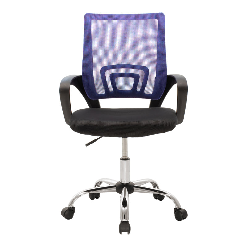 Καρέκλα γραφείου Berto II pakoworld με ανάκλιση ύφασμα mesh σε μπλε-μαύρη απόχρωση και βάση χρωμίου 60x48x85-95εκ - Hippiehome.gr