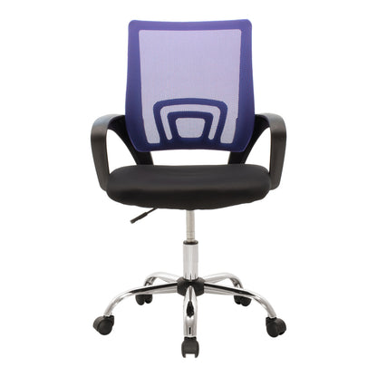 Καρέκλα γραφείου Berto II pakoworld με ανάκλιση ύφασμα mesh σε μπλε-μαύρη απόχρωση και βάση χρωμίου 60x48x85-95εκ - Hippiehome.gr