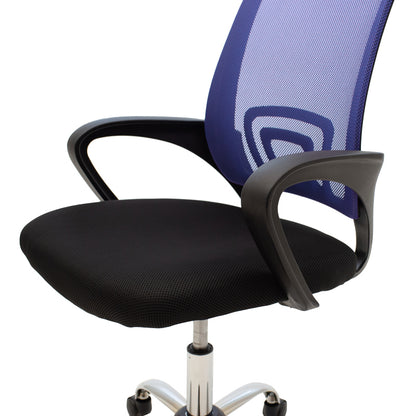 Καρέκλα γραφείου Berto II pakoworld με ανάκλιση ύφασμα mesh σε μπλε-μαύρη απόχρωση και βάση χρωμίου 60x48x85-95εκ - Hippiehome.gr
