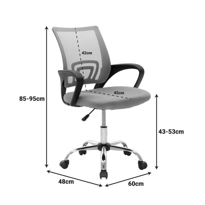 Καρέκλα γραφείου Berto II pakoworld με ανάκλιση ύφασμα mesh σε μπλε-μαύρη απόχρωση και βάση χρωμίου 60x48x85-95εκ - Hippiehome.gr