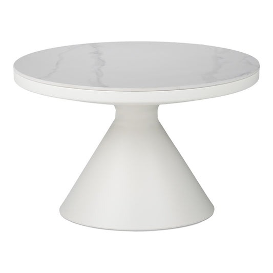 Τραπέζι σαλονιού Coozlin Inart sintered stone σε απόχρωση λευκό μαρμάρου με λευκό μέταλλο Φ70x40εκ - Hippiehome.gr