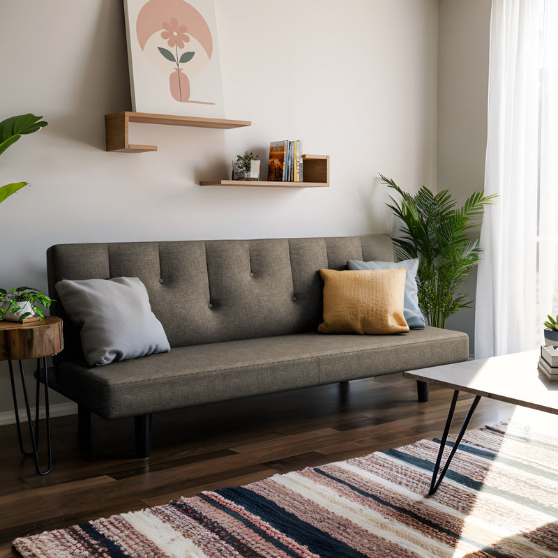 Καναπές-κρεβάτι Breathe pakoworld ύφασμα ανθρακί 167x77x73εκ - Hippiehome.gr